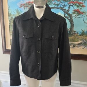 Talbots Black Utility Button-Front Jacket